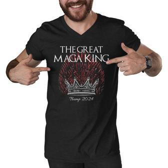 The Great Maga King Crown Usa Parody Trump 2024 Anti Biden Men V-Neck Tshirt - Monsterry DE