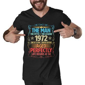 The Man Myth Legend 1972 Aged Perfectly 50Th Birthday Men V-Neck Tshirt - Monsterry DE