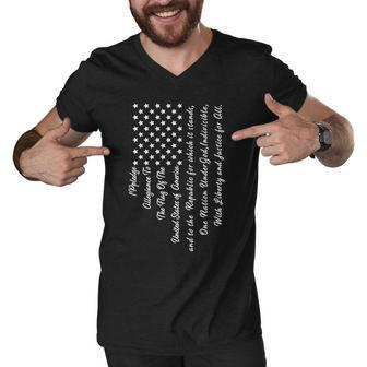 The Pledge Of Allegiance American Flag Men V-Neck Tshirt - Monsterry