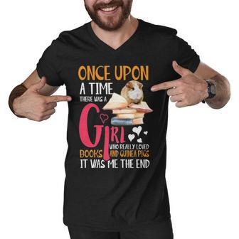 There Was A Girl Who Loved Books Guinea Pigs Book Men V-Neck Tshirt - Thegiftio UK