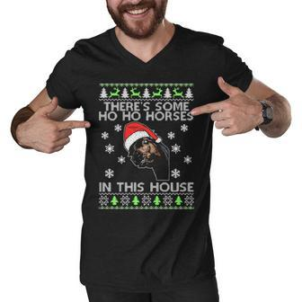 Theres Is Some Ho Ho Horses In This House Xmas Ugly Men V-Neck Tshirt - Thegiftio UK
