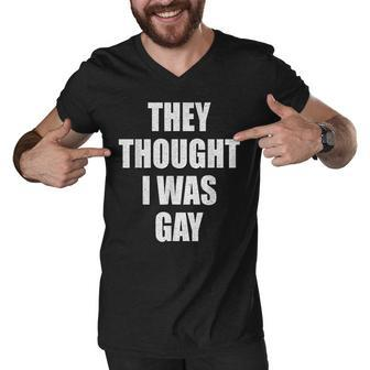 They Thought I Was Gay Internet Memes They Thought I Was Gay Men V-Neck Tshirt - Thegiftio UK
