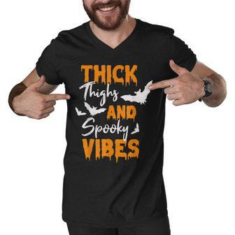 Thick Thighs And Spooky Vibes Spooky Vibes Halloween Men V-Neck Tshirt - Seseable