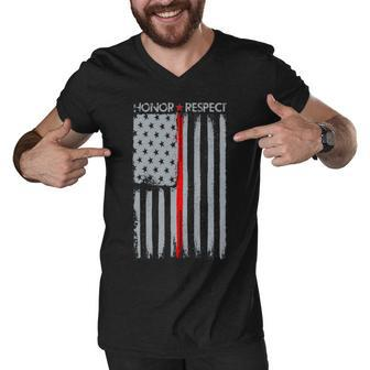 Thin Red Line American Flag Tshirt Men V-Neck Tshirt - Monsterry DE