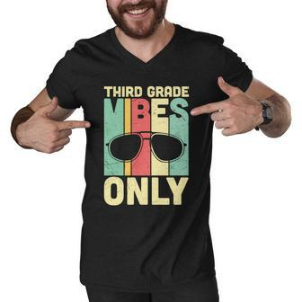 Third Grade Vibes Only Back To School First Day Of School Men V-Neck Tshirt - Monsterry CA