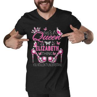This Is Elizabeth Thing Personalized Name Queen Birthday Men V-Neck Tshirt - Thegiftio UK