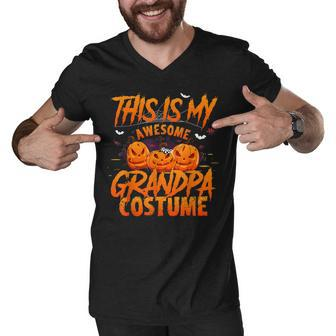 This Is My Awesome Halloween Grandpa Costume Pumkin Men V-Neck Tshirt - Thegiftio UK