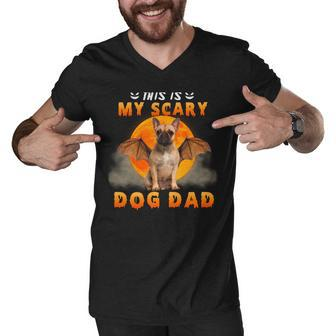 This Is My Scary Dog Dad Costume French Bulldog Halloween Men V-Neck Tshirt - Thegiftio UK