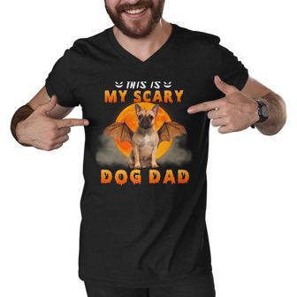 This Is My Scary Dog Dad Costume French Bulldog Halloween Men V-Neck Tshirt - Thegiftio