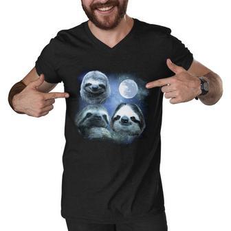 Three Sloths In Space Tshirt Men V-Neck Tshirt - Monsterry UK