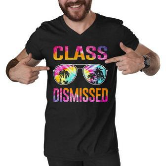 Tie Dye Class Dismissed Last Day Of School Teacher V2 Men V-Neck Tshirt - Seseable