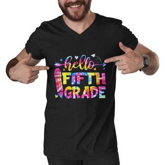 Tie Dye Hello Fifth Grade Teacher Student Back To School Men V-Neck Tshirt - Monsterry