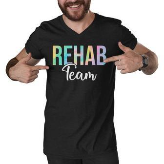 Tie Dye Rehab Team Pocket Rehabilitation Awareness Ot Pt St V2 Men V-Neck Tshirt - Thegiftio UK