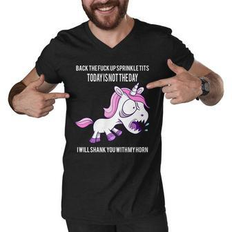 Today Is Not The Day Shank You Unicorn Horn Men V-Neck Tshirt - Monsterry