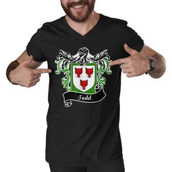 Todd Coat Of Arms Surname Last Name Family Crest Men V-Neck Tshirt - Thegiftio UK