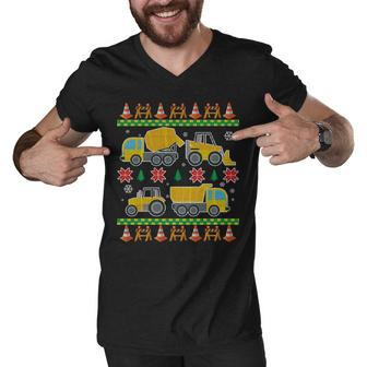 Tractors And Bulldozers Ugly Christmas Sweater Tshirt Men V-Neck Tshirt - Monsterry UK