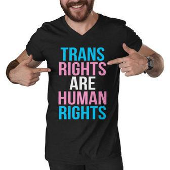 Trans Rights Are Human Rights Colors Logo Tshirt Men V-Neck Tshirt - Monsterry DE