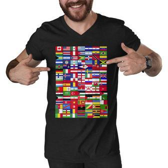 Traveling International Countries Flags World Flags Men V-Neck Tshirt - Thegiftio UK