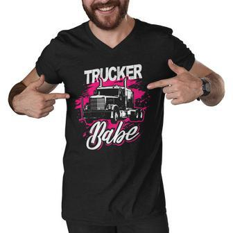 Trucker Trucker Babe Female Truck Driver Woman Trucker_ Men V-Neck Tshirt - Seseable