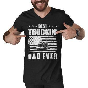 Trucker Trucker Best Truckin Dad Ever Driver V2 Men V-Neck Tshirt - Seseable