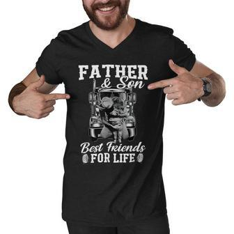 Trucker Trucker Fathers Day Father And Son Best Friends For Life Men V-Neck Tshirt - Seseable
