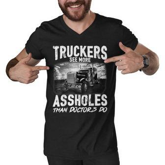 Trucker Trucker See More Best Trucker Dad Ever Big Rig Semitrailer Men V-Neck Tshirt - Seseable