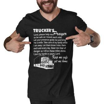 Trucker Truckers Prayer Truck Driver For And T Shirt Men V-Neck Tshirt - Seseable