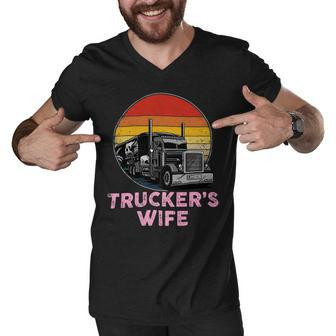 Trucker Truckers Wife Retro Truck Driver Men V-Neck Tshirt - Seseable