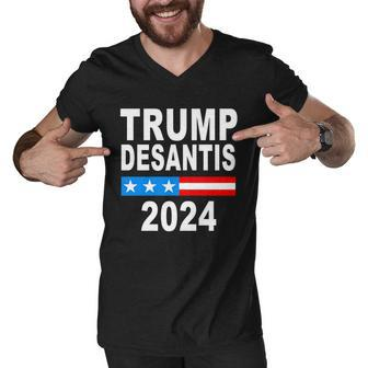 Trump Desantis 2024 Us Flag Tshirt Men V-Neck Tshirt - Monsterry DE