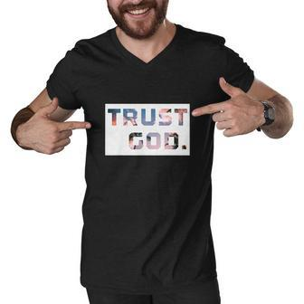 Trust God Period Palm Trees Inspiring Funny Christian Gear Men V-Neck Tshirt - Thegiftio UK