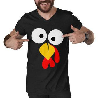 Turkey Face Funny Thanksgiving Day Tshirt Men V-Neck Tshirt - Monsterry DE