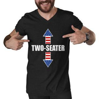 Two-Seater Usa Flag Arrows Funny Men V-Neck Tshirt - Monsterry