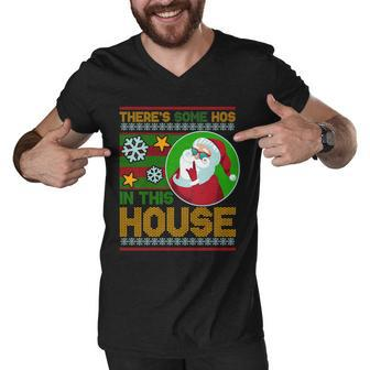 Ugly Christmas Sweater Santa Claus Hos In This House Graphic Design Printed Casual Daily Basic Men V-Neck Tshirt - Thegiftio UK