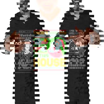 Ugly Christmas Sweater Santa Claus Hos In This House Graphic Design Printed Casual Daily Basic Men V-Neck Tshirt - Thegiftio