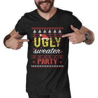 Ugly Sweater Party Funny Christmas Sweater Men V-Neck Tshirt - Monsterry DE