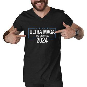 Ultra Maga 2024 American Flag Tshirt Men V-Neck Tshirt - Monsterry