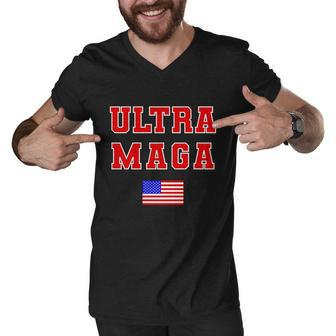 Ultra Maga Varsity Usa United States Flag Logo Tshirt Men V-Neck Tshirt - Monsterry AU