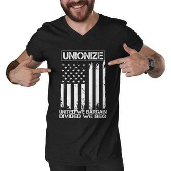 Unionize United We Bargain Divided We Beg Usa Union Pride Great Gift Men V-Neck Tshirt - Monsterry UK