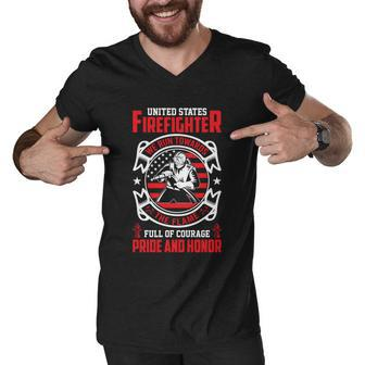 United States Firefighter We Run Towards Firefighters Dad Gift Men V-Neck Tshirt - Monsterry