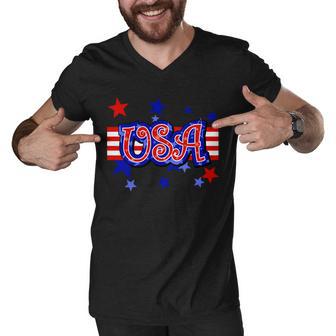 Usa Festive Celebration Tshirt Men V-Neck Tshirt - Monsterry AU