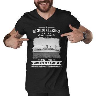 Uss General A E Anderson Tap 111 Ap Men V-Neck Tshirt - Monsterry UK