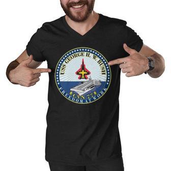 Uss George HW Bush Cvn Men V-Neck Tshirt - Monsterry