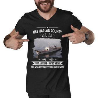 Uss Harlan County Lst Men V-Neck Tshirt - Monsterry DE