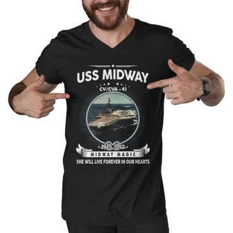 Uss Midway Cv 41 Front Style Men V-Neck Tshirt - Monsterry CA