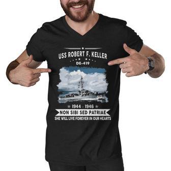 Uss Robert F Keller De Men V-Neck Tshirt - Monsterry