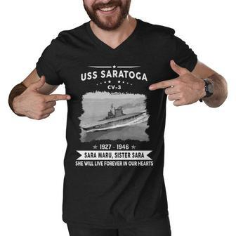 Uss Saratoga Cv V2 Men V-Neck Tshirt - Monsterry