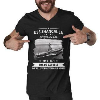 Uss Shangri-La Cv 38 Cva 38 Front Men V-Neck Tshirt - Monsterry