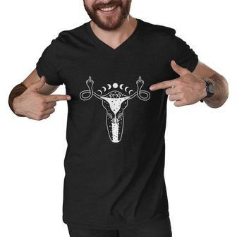 Uterus Shows Middle Finger Feminist Pro Choice V2 Men V-Neck Tshirt - Monsterry UK