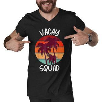 Vacay Squad Summer Vacation Family Friends Trip Palm Trees Men V-Neck Tshirt - Thegiftio UK