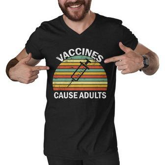 Vaccines Cause Adults Retro Funny Tshirt Men V-Neck Tshirt - Monsterry AU